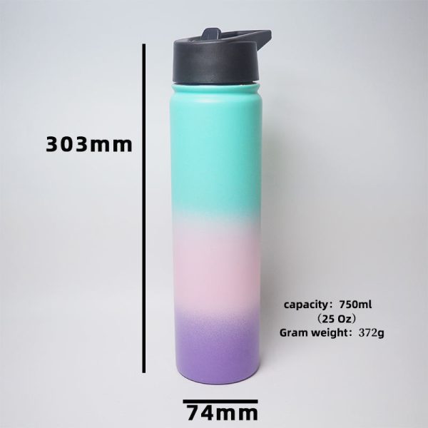 25oz double wall stainless steel water bottle multiple silicone lids gym portable outdoor vacuum flasks insulated water bottle