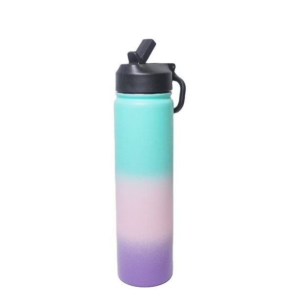 750ml 25oz double wall stainless steel water bottle multiple silicone lids gym portable outdoor vacuum flasks insulated water bottle