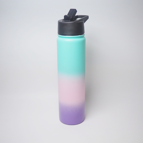25oz double wall stainless steel water bottle multiple silicone lids gym portable outdoor vacuum flasks insulated water bottle