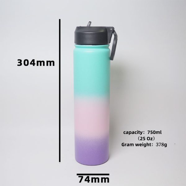 750ml 25oz double wall stainless steel water bottle multiple silicone lids gym portable outdoor vacuum flasks insulated water bottle