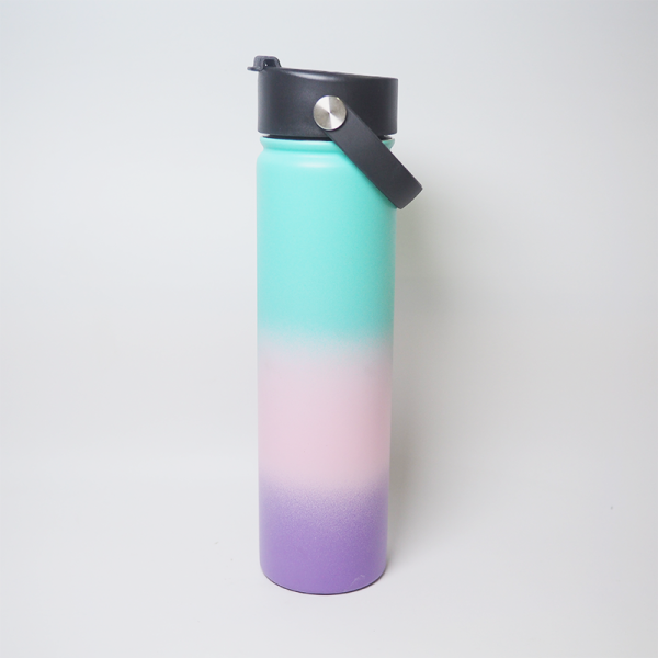 750ml water bottle 25oz wide mouth double wall stainless steel handle flap cover lid vacuum insulated keep hot & cold flask thermos