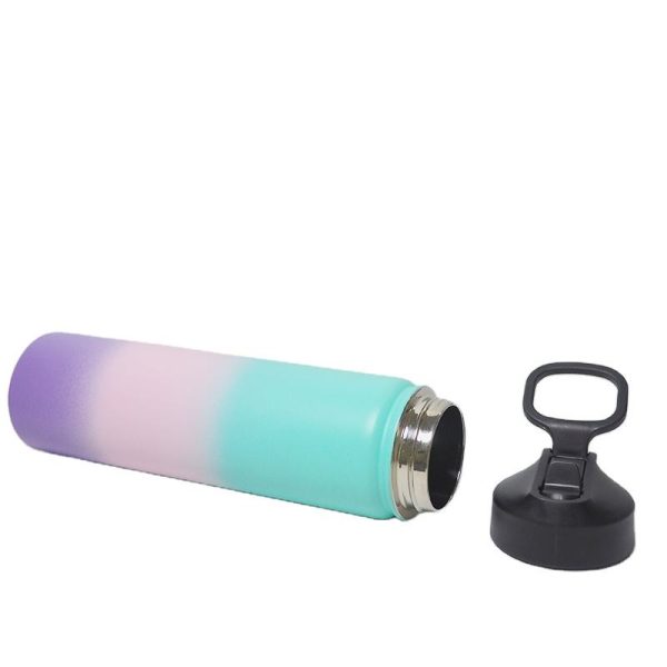 750ml 25oz double wall stainless steel water bottle multiple silicone lids gym portable outdoor vacuum flasks insulated water bottle