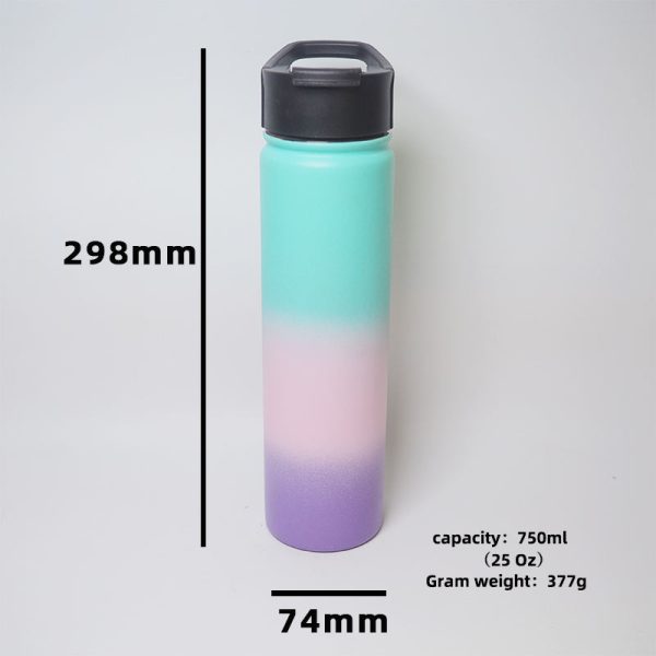750ml 25oz double wall stainless steel water bottle multiple silicone lids gym portable outdoor vacuum flasks insulated water bottle