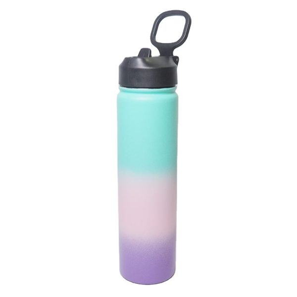 750ml 25oz double wall stainless steel water bottle multiple silicone lids gym portable outdoor vacuum flasks insulated water bottle
