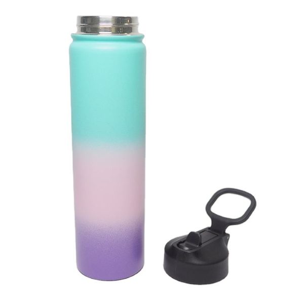 750ml 25oz double wall stainless steel water bottle multiple silicone lids gym portable outdoor vacuum flasks insulated water bottle