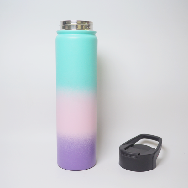 750ml 25oz double wall stainless steel water bottle multiple silicone lids gym portable outdoor vacuum flasks insulated water bottle