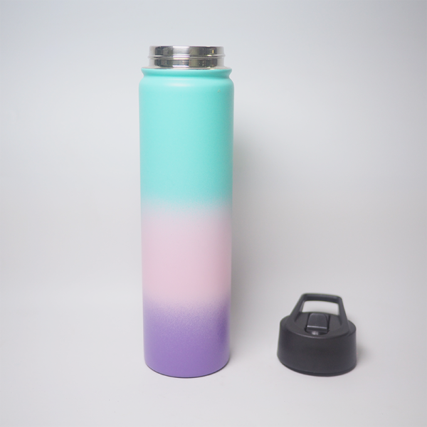 25oz double wall stainless steel water bottle multiple silicone lids gym portable outdoor vacuum flasks insulated water bottle