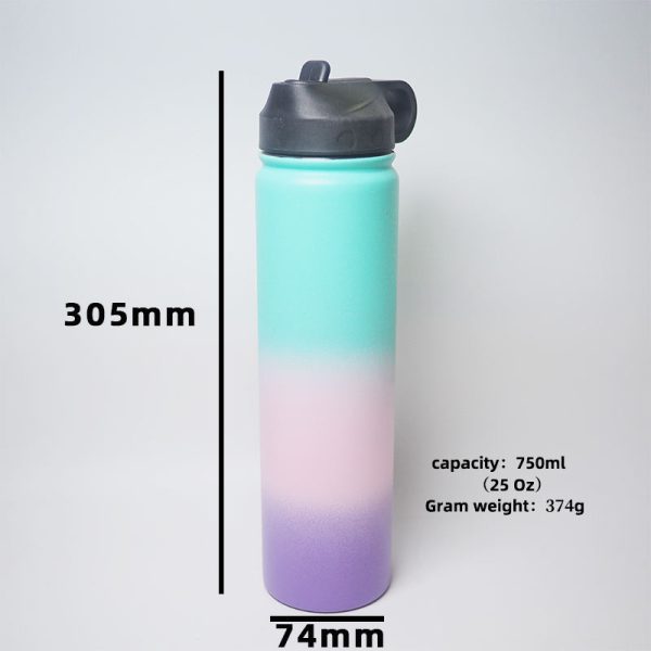 750ml 25oz water bottle customized double wall stainless steel reusable vacuum insulated with straw lid flasks & tumbler