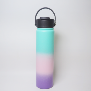 750ml water bottle 25oz wide mouth double wall stainless steel handle flap cover lid vacuum insulated keep hot & cold flask thermos