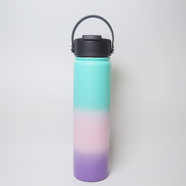 750ml water bottle 25oz wide mouth double wall stainless steel handle flap cover lid vacuum insulated keep hot & cold flask thermos